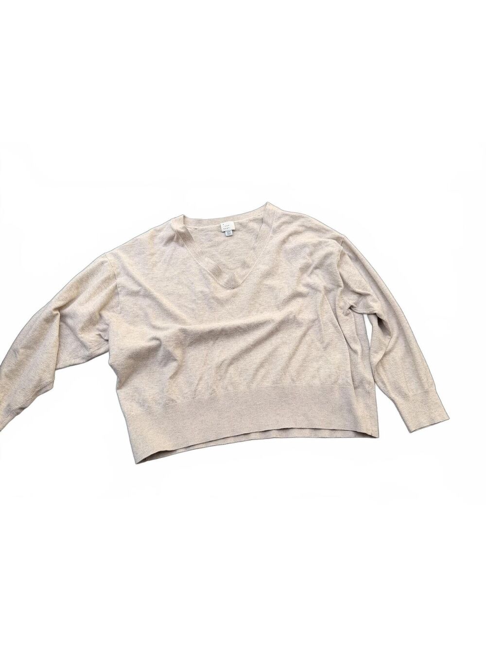 Beige Long Sleeve Knit Top Women's Lightweight Casual Sweater XXL
